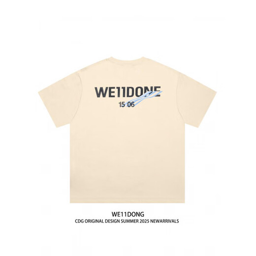 
WE11DONE niche trendy brand summer wave 1506 letter print men and women couple loose short-sleeved T-shirt white M
