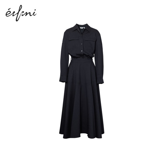 
Eifli (eifini) Eifli anti-wrinkle TR color spinning slim and stretch out the wave skirt hem waist beef tendon comfortable women's skirt 2025 autumn new style Navy M
