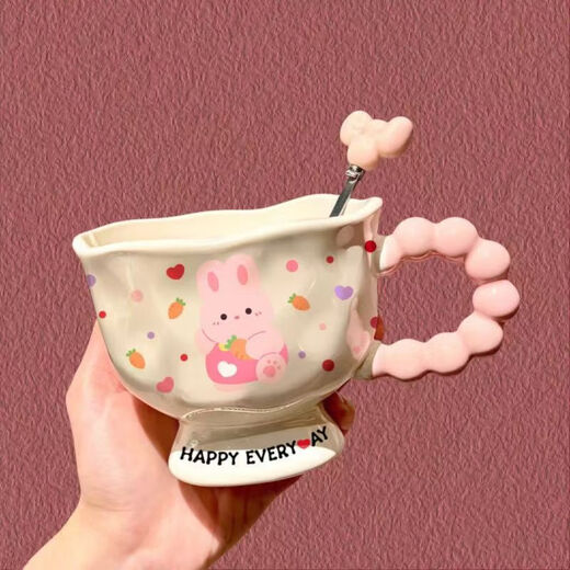 Deer color ceramic mug, good-looking ins style mug, couple water cup, birthday gift for girls, companion gift, blue hooded dog, goblet + spoon + gift box