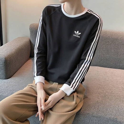 
Adidas official website T-shirt men's and women's summer couple's pure cotton solid color top round neck breathable lightweight casual sports long sleeves IA4877 XS