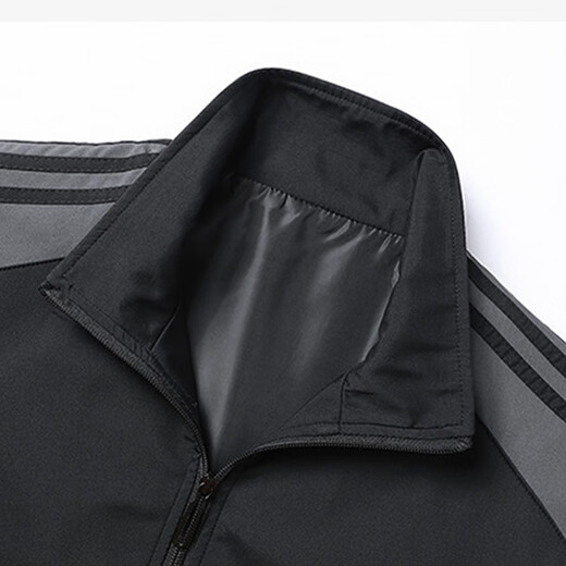 Woodpecker (TUCANO) jacket suit men's spring and autumn stand-up collar striped top casual versatile trousers two-piece men's black XL