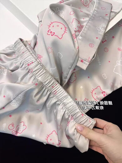 Orende French High-End Hellokitty Ice Silk Pyjamas für Frauen im Sommer-Stil kann im Internet im Internet-Promi-Kleidungsstil FY-3937 getragen werden [kurzärmelige Shorts] l [Empfohlen 100-120 Jin [Jin gleich 0,5 kg]]