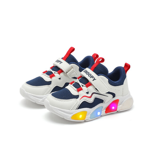 Snoopy Snoopy Kinderschuhe Kinder Kleinkinder Mode farbenfrohe leuchtende Schuhe Männer und Mädchen beleuchten Schuhe 3879 Weiße Deep Navy Blue 28
