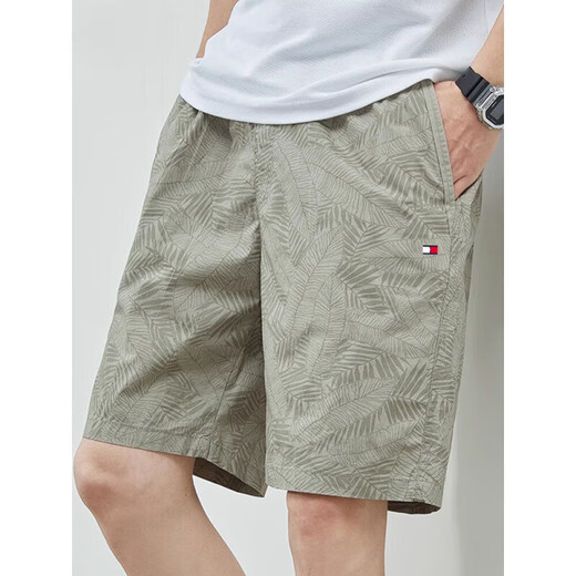 TO MMY HWAKETOMMYBULL American Tommy Tommy Summer Pure Cotton Men's Five-Clip Shorts Casual and All-Match Loose Beach Pants 9215 Dark Blue Color M (Suggested 100-120Jin [Jin equals 0.5 kg])