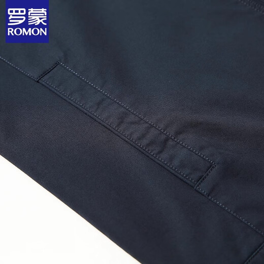 Luo Meng pure cotton jacket men's spring and autumn business casual stand-up collar jacket middle-aged dad high-end executive short top stand-up collar navy blue 100 pure cotton XL /180 recommended 125-140Jin Jin equals 0.5 kg