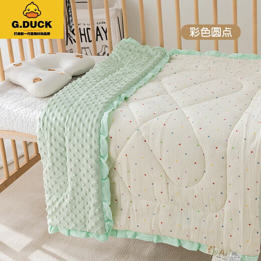 G.DUCKKIDS baby blanket beanie velvet comfort quilt pure cotton gauze blanket universal for all seasons children kindergarten nap quilt colorful dots 100*100CM