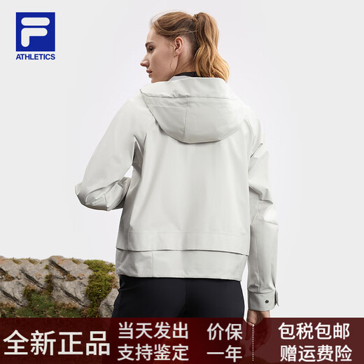 Fila Damens gewebte Jacke 2025 Frühling neuer Outdoor-Sport einfacher lose Kapuze mit Kapuze-Dunkel-Black-Bk M 165/84a