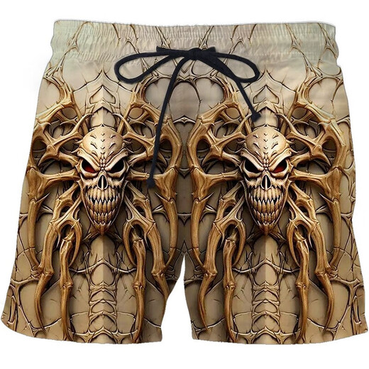 2024 summer casual shorts, personalized trendy skull 3D digital print, men's casual shorts STK1381 XS 75-80Jin[Jin equals 0.5 kg]
