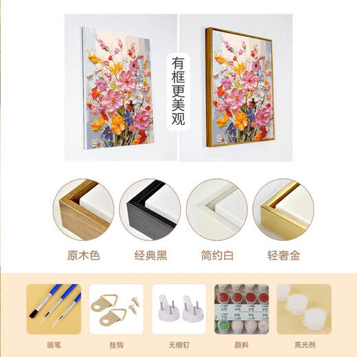 三栖虎繁花似锦diy数字油画填充涂色丙烯手绘感油彩画 客厅装饰挂画 nx12604 60*80cm绷好实木内框+外框免安