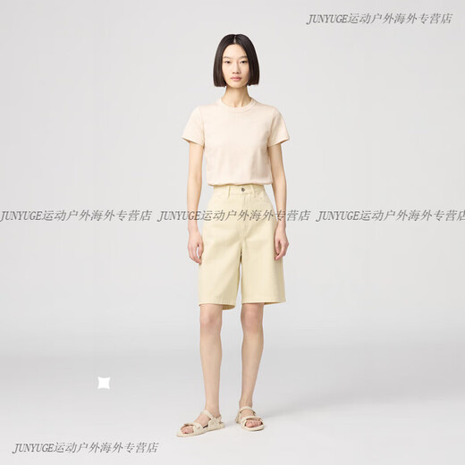 Uniqlo women's denim style Bermuda shorts/washed products medium pants 25 spring and summer new style 476946 09 black one size 15054A