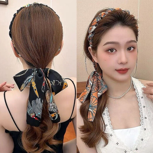 Yuancheng hairbands, braided hair ribbons, headbands, headbands, hair accessories, hair accessories for women, 2025 new style hairpins for washing your face and going out, 3 packs of ribbons and hairbands, blue + orange + black