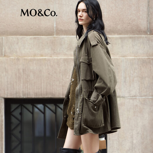 
MO/Co. Jacket Fall Cotton Neutral Hunting Jacket Working Pocket Shoulder Drawstring MBD3COTK01 Brown Green L /170