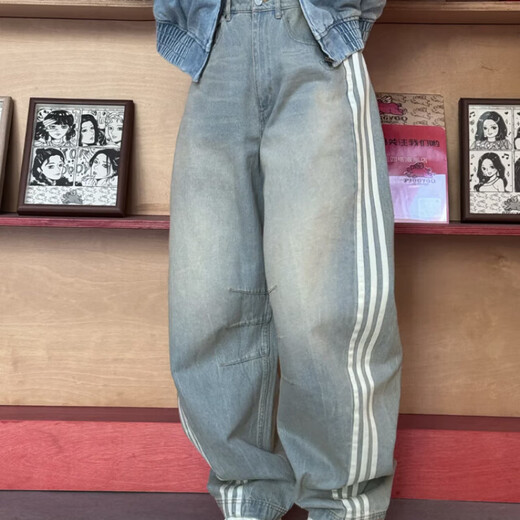 阿迪达斯 （adidas）三叶草女子复古渐变效果水洗牛仔运动长裤JX9214/9212/9213 浅牛仔蓝JX9212 （） 29