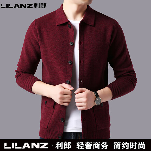 Lilang Wool Cardigan Мужской свитер осень и зимний стиль нового стиля среднего и молодого модного цвета. Цвет универсальной куртки Grey XL 175 (рекомендуется 140-160JIN [JIN равно 0,5 кг])