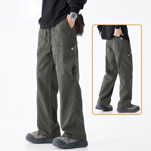 Pantalones casuales europeos y americanos de Charlotte para hombres en verano delgada solta 2025 NUEVA Marca de moda Pantalones de carga al aire libre 9857B Negro [Summer delgado] L 105Jin [Jin iguala 0.5 kg] -120Jin [Jin equivale a 0.5 kg]