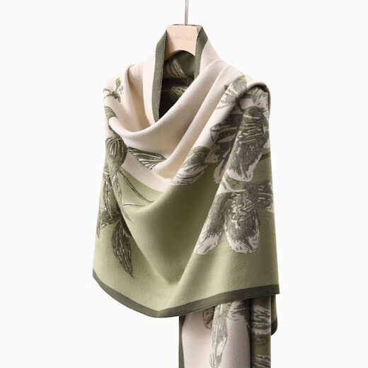 Shanghai story air-conditioned room shawl for women with external scarf high-end Chinese style summer thin office warm blanket Coconut grind khaki 190*65cm [with long beard]