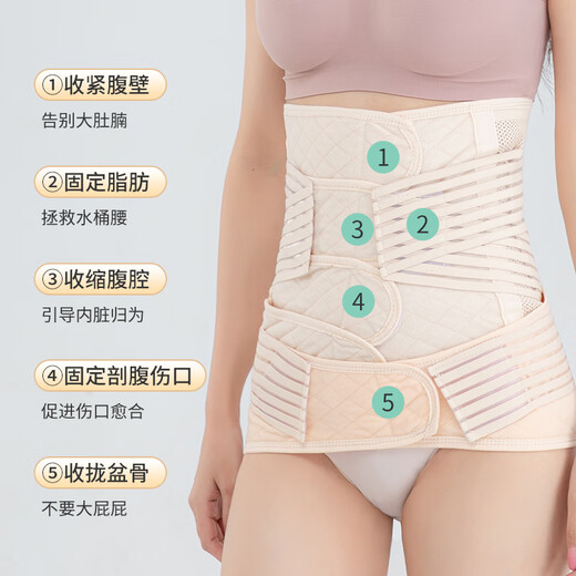 AIBIDEER postpartum abdominal belt pelvic belt set repair waist confinement belt natural delivery caesarean section maternal dual-use skin color XL