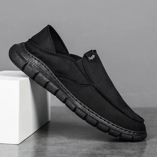Zapatos de tela de verano huilirui zapatos para hombres transpirables zapatos perezosos zapatos casuales versátiles para hombres s9901 negro 41