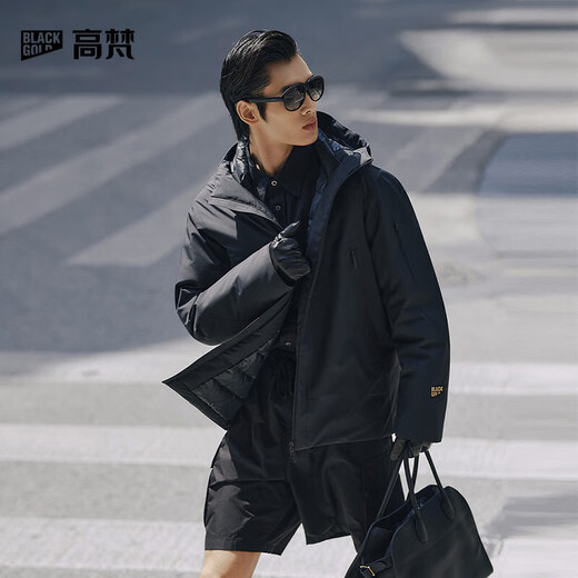 Gao Fan and Tian Xuning same style light shell black gold goose down jacket 5.0 men's down jacket 2025 new style black L