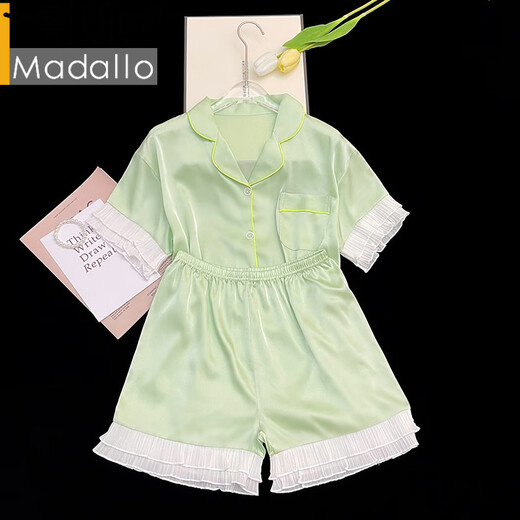 Modal ice silk pajamas for women in summer new sweet Korean gentle pink shorts shorts internet celebrity style home clothing set WLW9227# M [Suggested 80-100Jin [Jin equals 0.5 kg]]