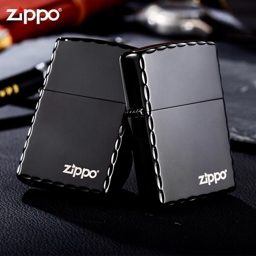 ZIPPO火机zippo 男士zippo美国进口煤油打火机定制刻字黑钛冰 单面咬边【单机无油】DY9902ZB
