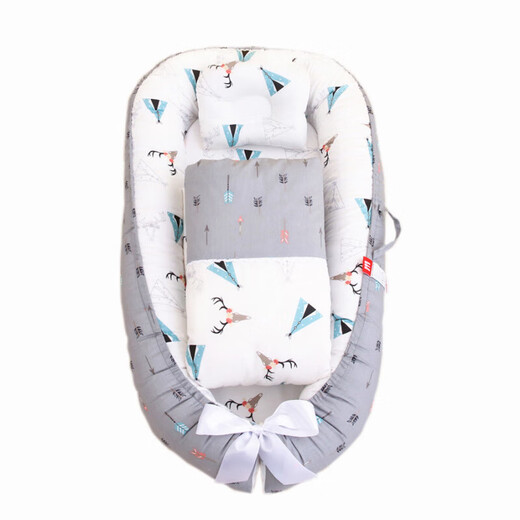 Hemei portable baby nest anti-pressure crib mid-bed bionic baby pillow mommy travel crib Star travel (HDJ with quilt) 50*85