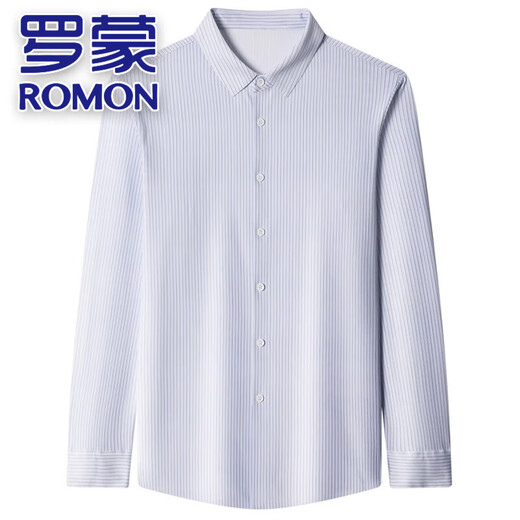 Romon (Romon) Frühlings- und Herbst-High-End-Maulbeer-Seiden-Shirt-Hemd-Langarm-Langarm-Geschäfte im mittleren Alter im mittleren Alter ohne annähernd gestreifte Streifenhemd (Plus) (9928) M 165 (vorgeschlagen, Jin bei 90-120 zu tragen [Jin gleich 0,5 kg]))