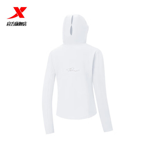 XTEP (XTEP) store same knitted hooded women's 25 new solid color versatile sun protection and breathable sports top Pearl white S