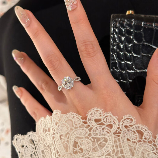 Nilan Fat Donglai's same style pt950 platinum pigeon egg ring 925 silver plated luxury oval moissanite diamond ring women's niche design thickened 1 carat 5*7 moissanite benchmark South African real diamond Hong Kong number 14-15 US size 7