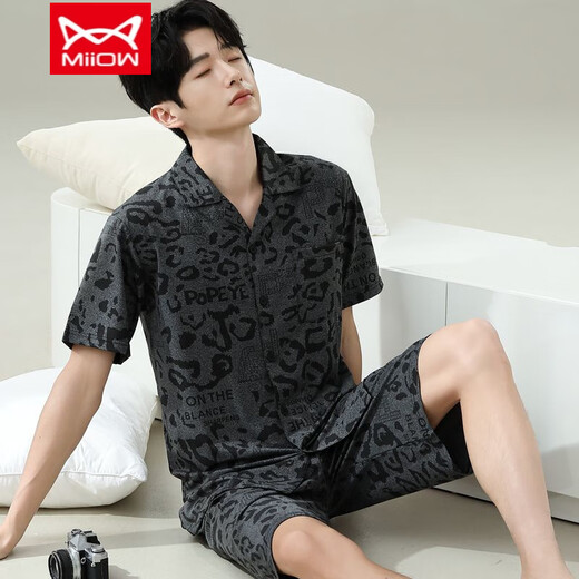 Catman (Miiow) Pyjamas Herren Sommer kurzärmelige Kurzfilme der Sommer-Männer-Männer-Stil können an der Außenseite locker und lässig und locker in großer Größe 6624 Männerstil 5xl Standard (260jin [Jin entspricht ca. 0,5 kg])) getragen werden.
