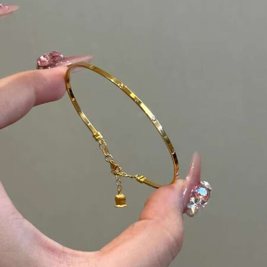 Shunfusheng SOENFUSE extremely fine solid 18k gold bracelet for women, light luxury niche design, simple and versatile, exquisite hand jewelry that does not fade, extremely fine gold bracelet