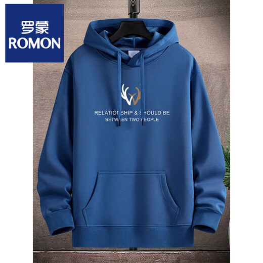 ROMON men's hooded sweatshirt casual and versatile spring and autumn new loose top winter velvet thickened hoodie thin orange M plus velvet 80-95Jin Jin equals 0.5 kg