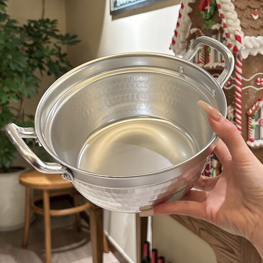 Burnison Japanese desktop small hot pot ramen pot soup pot double-eared snow pan export quality small hot pot silver induction cooker open flame 1 inch