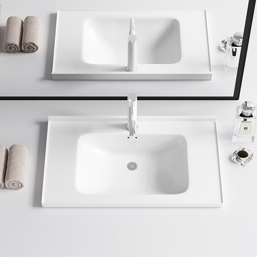 
Rock-free ceramic countertop integrated wash basin semi-embedded Taichung basin bathroom wash basin wash basin wash basin single basin 1047 outer diameter 101*47+ stainless steel drain