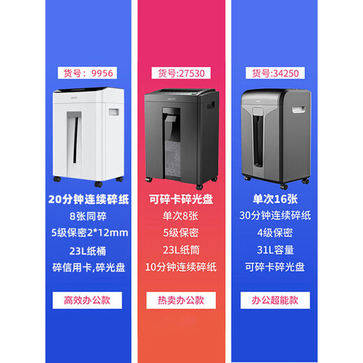 DELI得力电动碎纸机办公室专用碎光盘4级5级保密9904粉碎机27250 (9918)，不含发票