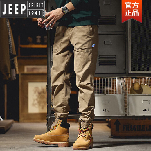 JEEP SPIRIT [Live broadcast same style] Working pants for men and women in spring and autumn and winter retro camouflage pure cotton casual and versatile trousers khaki 679 spring and autumn style 30 suggestions 118-126Jin [Jin equals 0.5 kg]