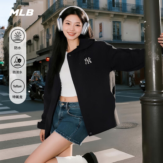 MLB official Zhang Kangle's same style waterproof and windproof jacket for men and women 25 autumn new WJB01 New York Yankees/Black 2XL