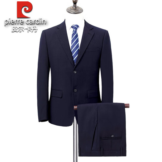 Pierre Cardin large size suit for men 2025 spring and autumn new style middle-aged loose plus business professional formal wear work wedding suit navy blue L 175/50C 165-175Jin Jin equals 0.5 kg