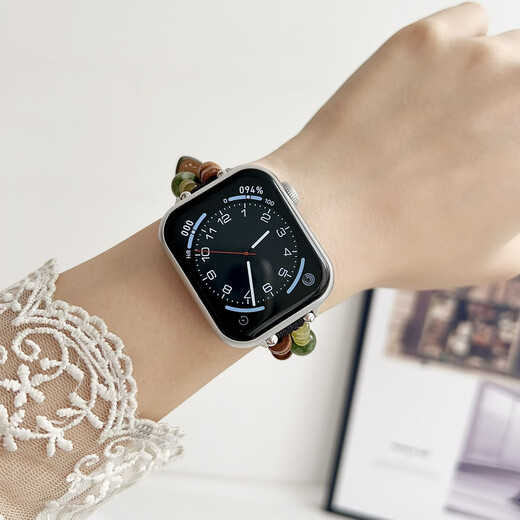 Solace Echtes Lederspleißen Natursteinarmband IWatch10 -Riemen geeignet für S9 Apple Applewatch78Se Uhrengurt weiß schlankes Perlen -Lederband für iWatchs1049mm geeignet