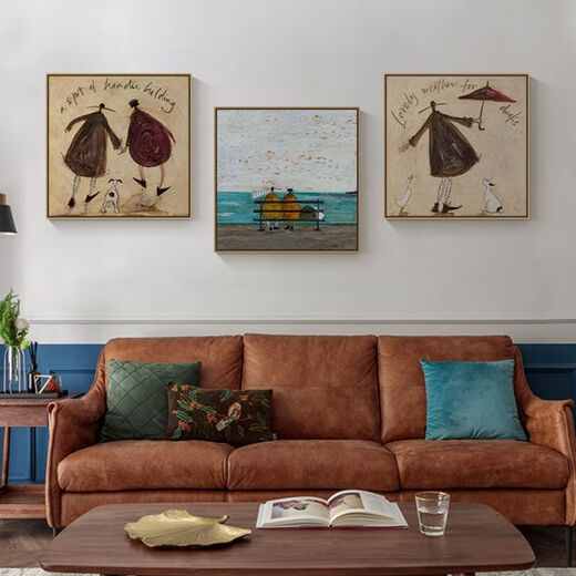 溥畔复古客厅装饰画餐厅书房挂画北欧法式卧室斗柜卡通摆画宿舍摆件 HM693-哈喽先生-I 60*60cm黑色外框