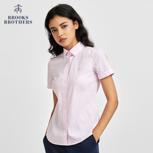 布克兄弟（BrooksBrothers）[易打理]女士25夏新款supima棉短袖衬衫 B695-粉色 S 4