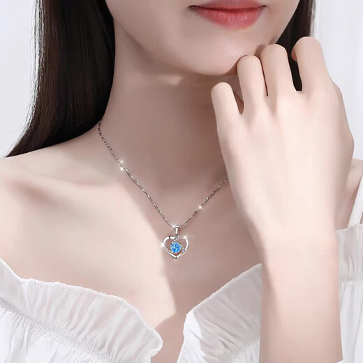 Ji Shizhe's Eternal Heart PT950 Platinum White Gold Necklace Women's Moissanite Diamond Birthday and Valentine's Day Gift for Girlfriend Merchant Warehouse/Free Engraving Light Luxury Style - Set with Eight Hearts and Eight Arrows Zirconium Diamonds