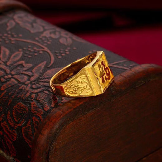 Handi gold-plated silver-wrapped fortune ring for men, fashionable open ring, gift for dad, fortune ring