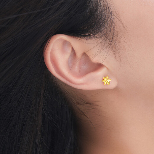 Luk Fu -Schmuck, Fußgoldgoldohrringe Fußgold goldene Ohrringe, preislich ca. 0,97 g - mit Silikonohrstöpsel