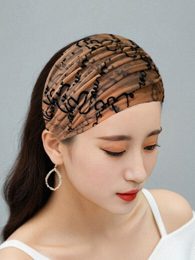 KYODO Jingmei Duo gray hair covering headband for daily wear, high-end summer thin broken hair headscarf for women, lace ultra-thin wide-brimmed headband, black
