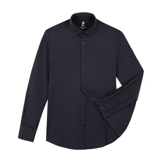 Первоклассная высокоэластичная мужская рубашка Ouding, мужская темно-сапфировая негладкая удобная рубашка с длинными рукавами и защитой от морщин, темно-сапфировый однотонный цвет 42