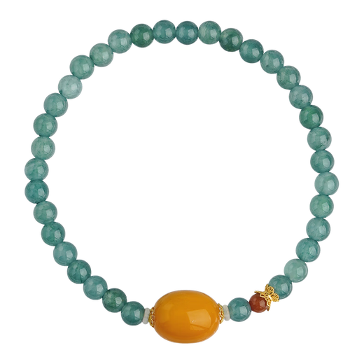 Potala Palace's unique jadeite beeswax approximately 7g jade bracelet 18K gold flower agate bracelet for women as a birthday gift for girlfriend