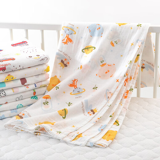 Fengxi baby gauze cover type A summer thin pure cotton cover blanket out windshield cover child baby air conditioning quilt 2 layers kiwi 120X150 5cm