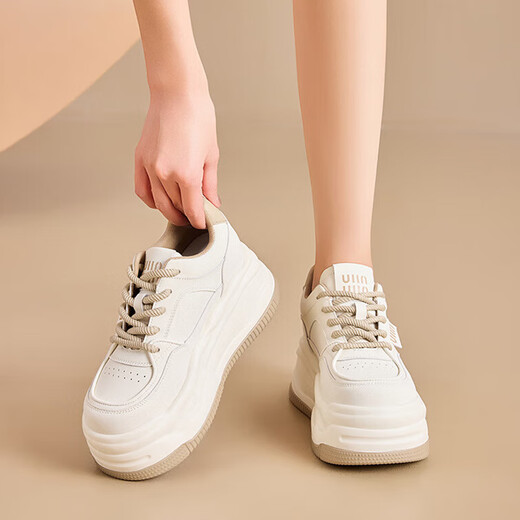 NOSSKISS luxury high-end brand shoes for women 2025 new small height-enhancing thick sole versatile sports and casual white shoes red 37