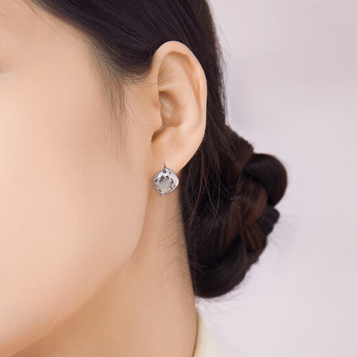 Century Edge Platinum Earrings Women's Light Sensing Prism PT950 Geometric Earrings Temperament Birthday Gift for Girlfriend and Wife 2.66g